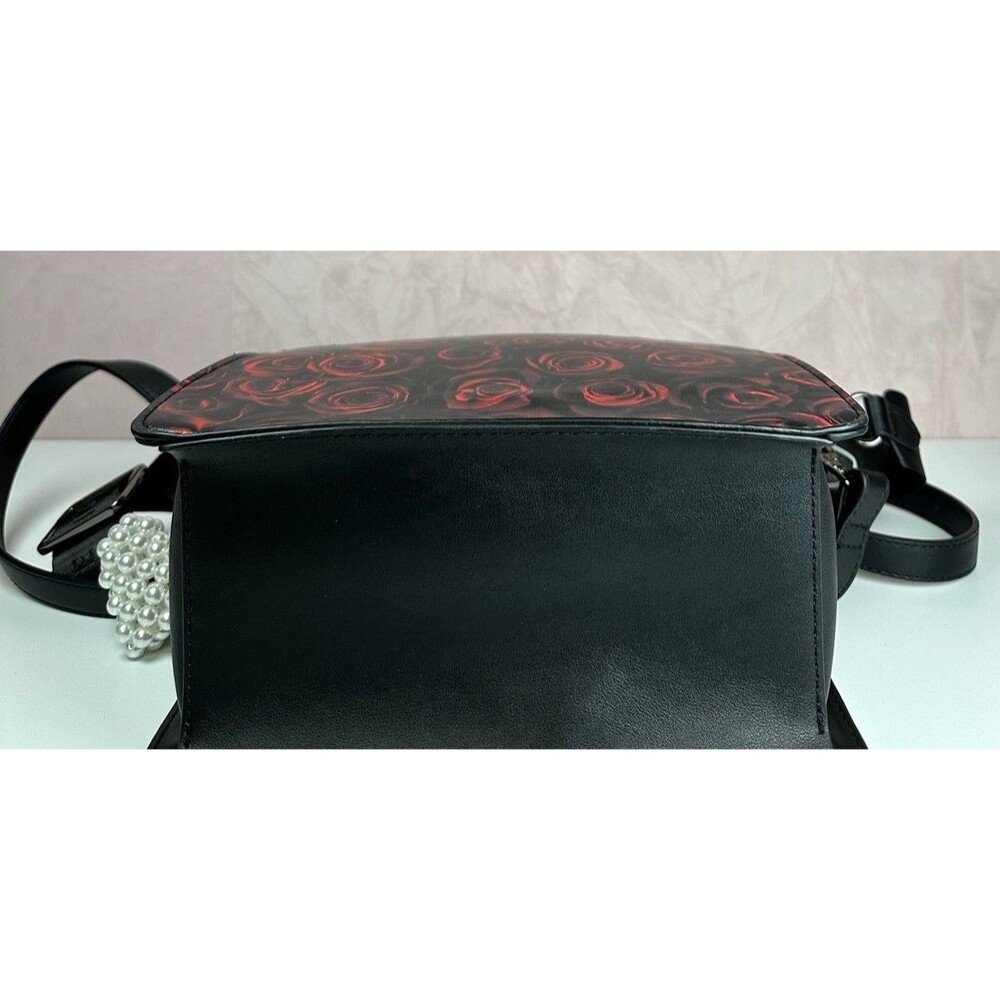 Steve Madden Rose Print Mini Satchel Crossbody Pearl Chain Gothic Y2K BEvelyn - Picture 13 of 16